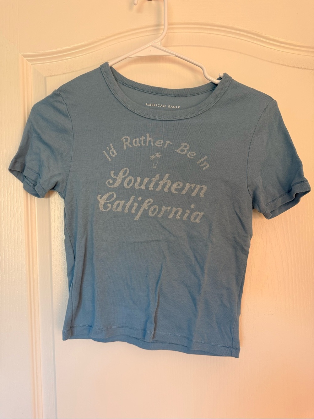 American Eagle Outfitters Blue "Southern California" Graphic Crop Top